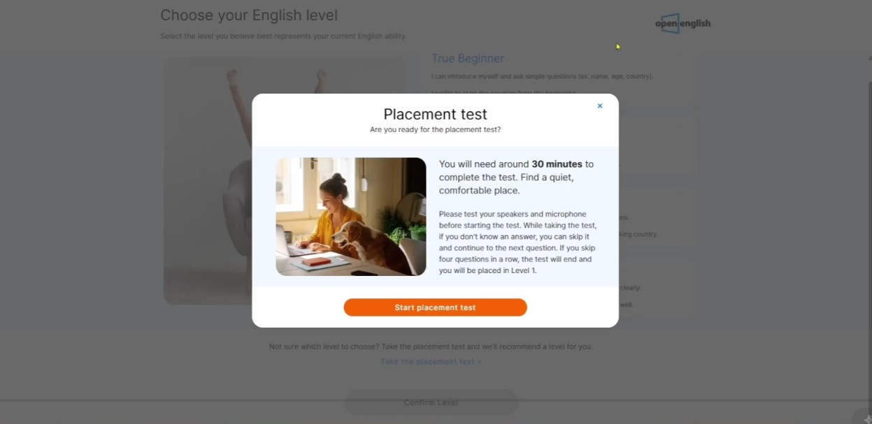 open english teste de nivelamento